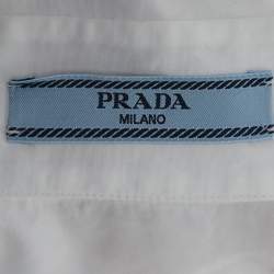 Pre Owned Prada White Cotton Logo Embroidered Cropped Shirt S