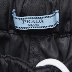Prada Black Nylon Rubber Logo Drawstring Shorts S
