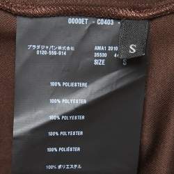 Prada Brown Jersey Zip Front Short Sleeve Top S 