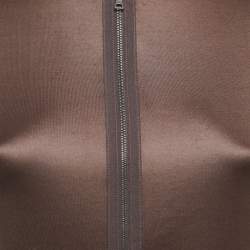 Prada Brown Jersey Zip Front Short Sleeve Top S 