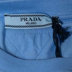 Pre Owned Prada Blue Cotton Crew Neck T-Shirt L