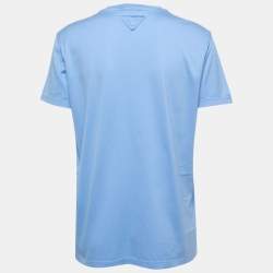 Pre Owned Prada Blue Cotton Crew Neck T-Shirt L