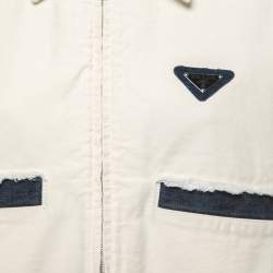 Prada White/Blue Selvaged Denim Cropped Jacket M