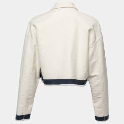 Prada White/Blue Selvaged Denim Cropped Jacket M