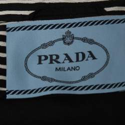 Prada Black/White Printed Taffeta One Button Cropped Jacket M