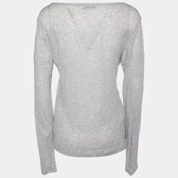 Pre Owned Prada Grey Cotton Knit Long Sleeve T-Shirt XL