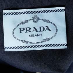 Prada Navy Blue & Cream Polyester Double Breasted Cropped Jacket S