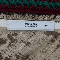 Prada Brown Wool Blend Embellished One Shoulder Mini Dress M