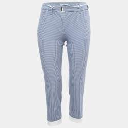 Prada Blue Gingham Patterned Cotton Blend Capri Pants S