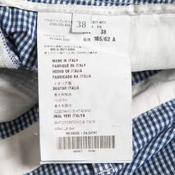 Prada Blue Gingham Patterned Cotton Blend Capri Pants S