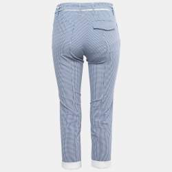 Prada Blue Gingham Patterned Cotton Blend Capri Pants S