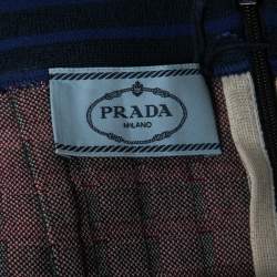 Prada Multicolor Checked Knit Fit & Flare Knee Length Skirt M