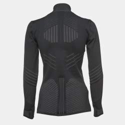 Prada Black Knit Logo Intarsia Zip-Up Jacket M
