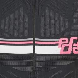 Prada Black Knit Logo Intarsia Zip-Up Jacket M