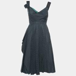 Prada Polka Dot Silk Draped Sleeveless Short Dress S