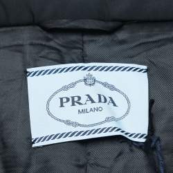 Prada Black Resin Coating Nylon  Belted Down Jacket M