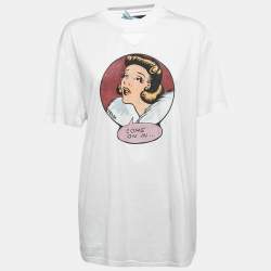Prada Off White Cotton Misty Comic Print T-Shirt M
