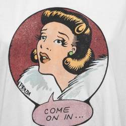 Prada Off White Cotton Misty Comic Print T-Shirt M