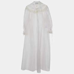 Pre Owned Prada Light Pink Silk & Lace Trim Nylonette Overcoat S