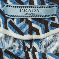 Prada Blue/Black Printed Jersey Belted Pants S