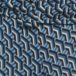 Prada Blue/Black Printed Jersey Belted Pants S