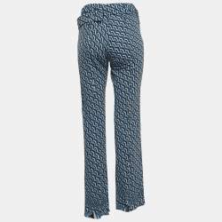 Prada Blue/Black Printed Jersey Belted Pants S