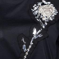 Pre Owned Prada Black Mirror Embellished Cotton Knit T-Shirt L