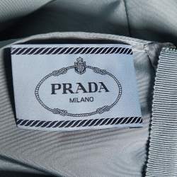Prada Grey Silk Taffeta Bow Detail Belted Sleeveless Midi Dress M
