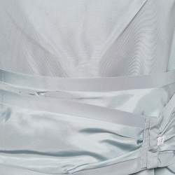 Prada Grey Silk Taffeta Bow Detail Belted Sleeveless Midi Dress M