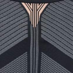 Prada Black Patterned Knit Knee Length Skirt M