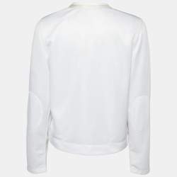Pre Owned Prada White Jersey & Silk Trim Top L