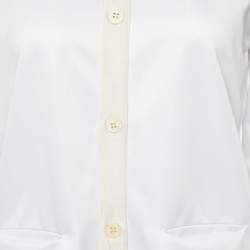 Pre Owned Prada White Jersey & Silk Trim Top L