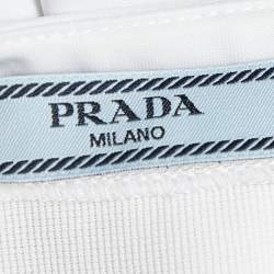 Pre Owned Prada White Jersey & Silk Trim Top L