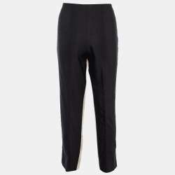 Pre Owned Prada Black Wool & Silk Contrast Detail Pants M