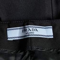 Pre Owned Prada Black Wool & Silk Contrast Detail Pants M