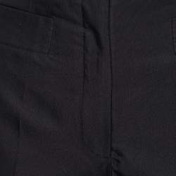 Pre Owned Prada Black Wool & Silk Contrast Detail Pants M