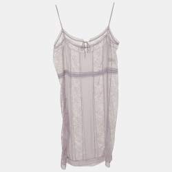 Prada Purple Lace Paneled Sheer Silk Strappy Tunic Top S
