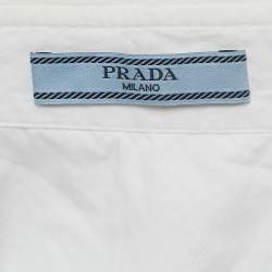 Pre Owned Prada White Cotton Floral Sequin Embellished Button Front Shirt S