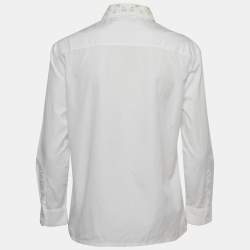 Pre Owned Prada White Cotton Floral Sequin Embellished Button Front Shirt S