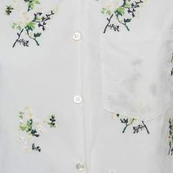 Pre Owned Prada White Cotton Floral Sequin Embellished Button Front Shirt S