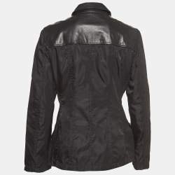 Prada Vintage Black Nylon & Leather Zip Front Jacket L