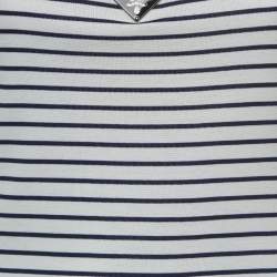 Pre Owned Prada White Striped Cotton Triangle Logo Detail Tank Top S