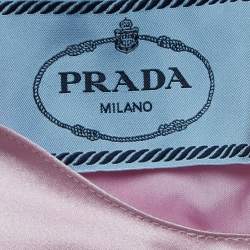 Prada Pink Printed Silk Floral Applique Duchess Shift Dress XL