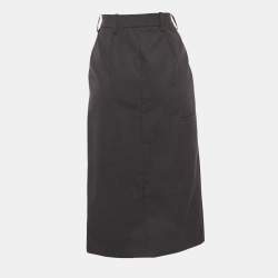 Prada Grey Wool Slit Detail Pencil Skirt S