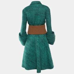 Prada Green Striped Wool Jacket & Skirt Set S/M