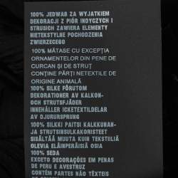 Pre Owned Prada Black Ostrich Feather and Silk Crinkle Semi Sheer Mid Length Coat XS