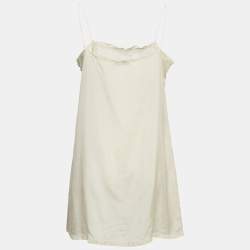 Prada Beige Lace Trim Satin Shoulder Strap Mini Slip Dress M
