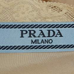 Prada Beige Lace Trim Satin Shoulder Strap Mini Slip Dress M