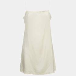 Prada Beige Lace Trim Satin Shoulder Strap Mini Slip Dress M