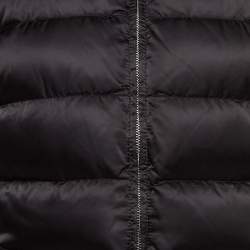 Pre Owned Prada Black Fur Trimmed Hood Nylon Padded  Jacket M